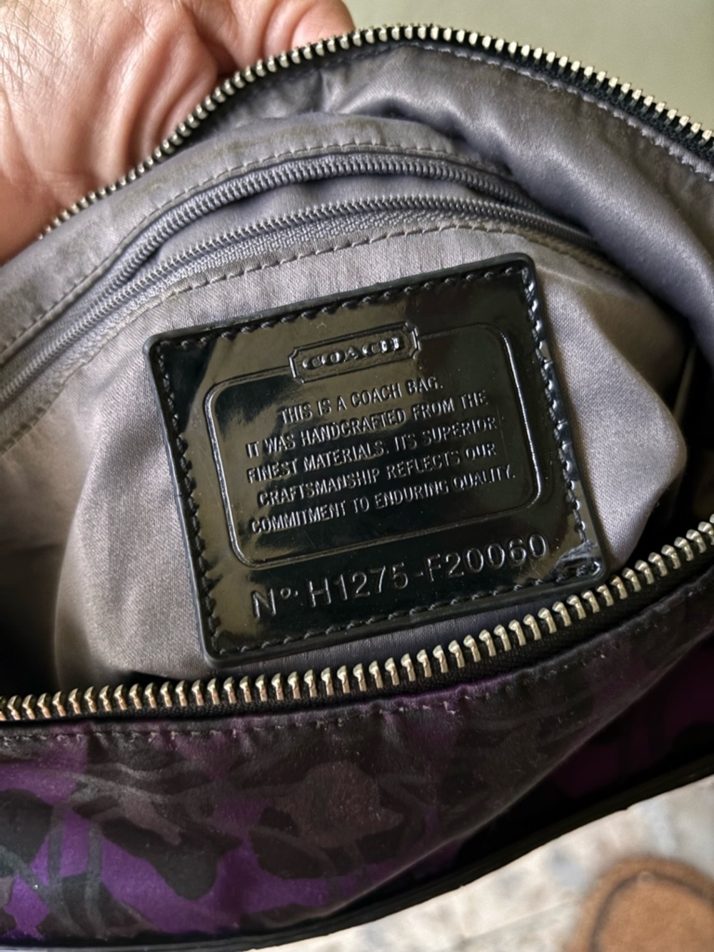 Coach Purple and Black Poppy Daisy Ocelot Print Shoulder Bag - Picture 3 of 5
